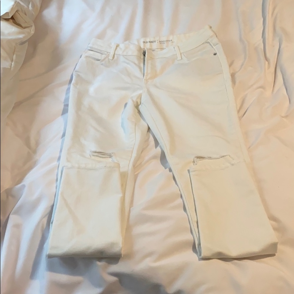 Old Navy White Ripped Rockstar Jeans